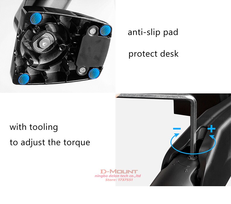 NB H80 17-27" Monitor Holder Arm Gas Spring Full Motion LCD TV Mount 2-9kg ergonomica dual arm clamp bracket 2pc USB3.0