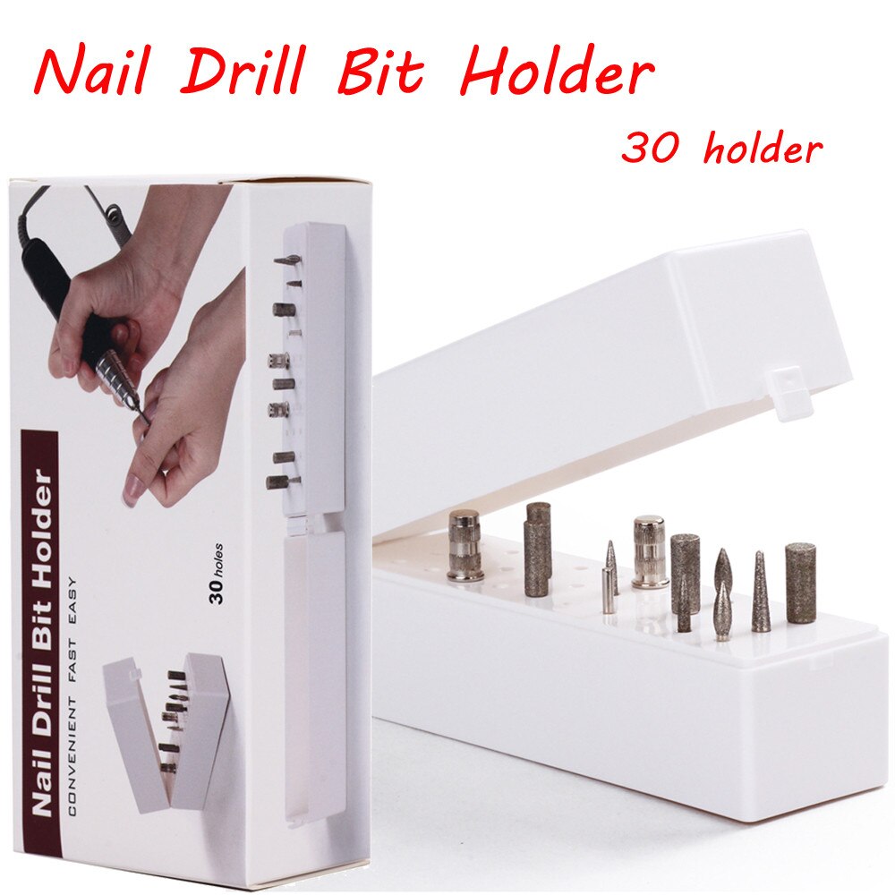 30 Holes Nail Drill Bits Holder Stand Display Large Storage Box Organizer Display Standing Container Manicure Tool #C