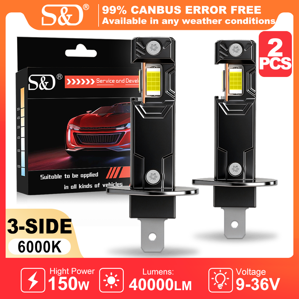 S&D H1 H3 LED koplamplamp 40000LM 150W H7 H11 9005 HB3 9006 HB4 Hoge vermogens LED auto mistlamp 6000K 9-36V lamp voor autorijden