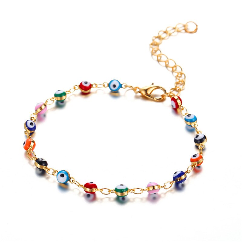 Bohemien Türkische Augen Perlen Fußkettchen Für Frauen Sommer Ozean Strand Zubehör Böse Auge Anhänger Knöchel Armbinde Schmuck