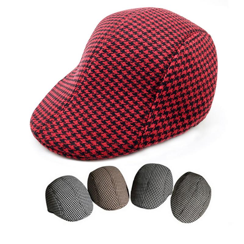 Enkelt houndstooth mønster utendørs varm holde golf beret flat cap casual peaked cap golf hatt for menn og kvinner