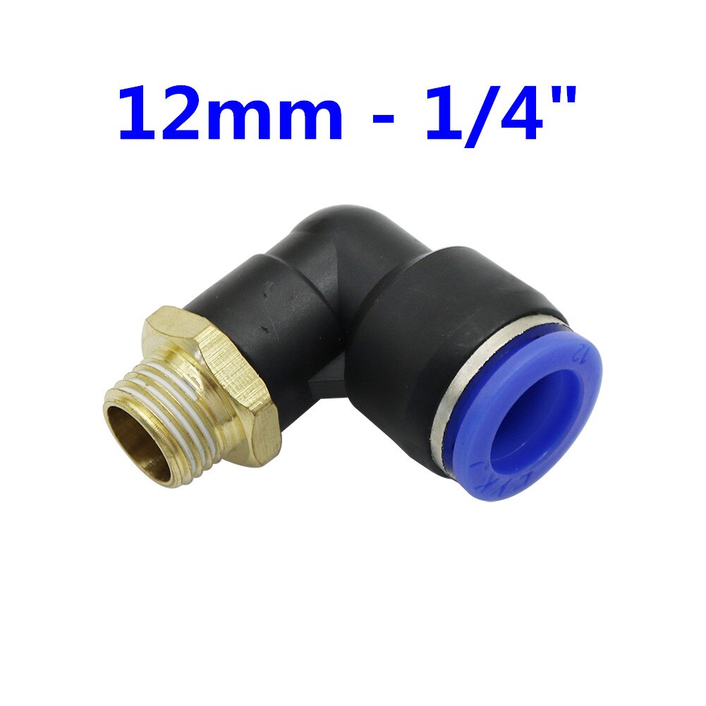 Conector de tubo neumático de aire, 10mm, 8mm, 6mm, 4mm, 12mm, OD, manguera de 1/8 &quot;, 1/4&quot;, 3/8 &quot;, 1/2&quot;, rosca macho, conectores en forma de L, accesorios de tubería: 12mm - 1I4 inch