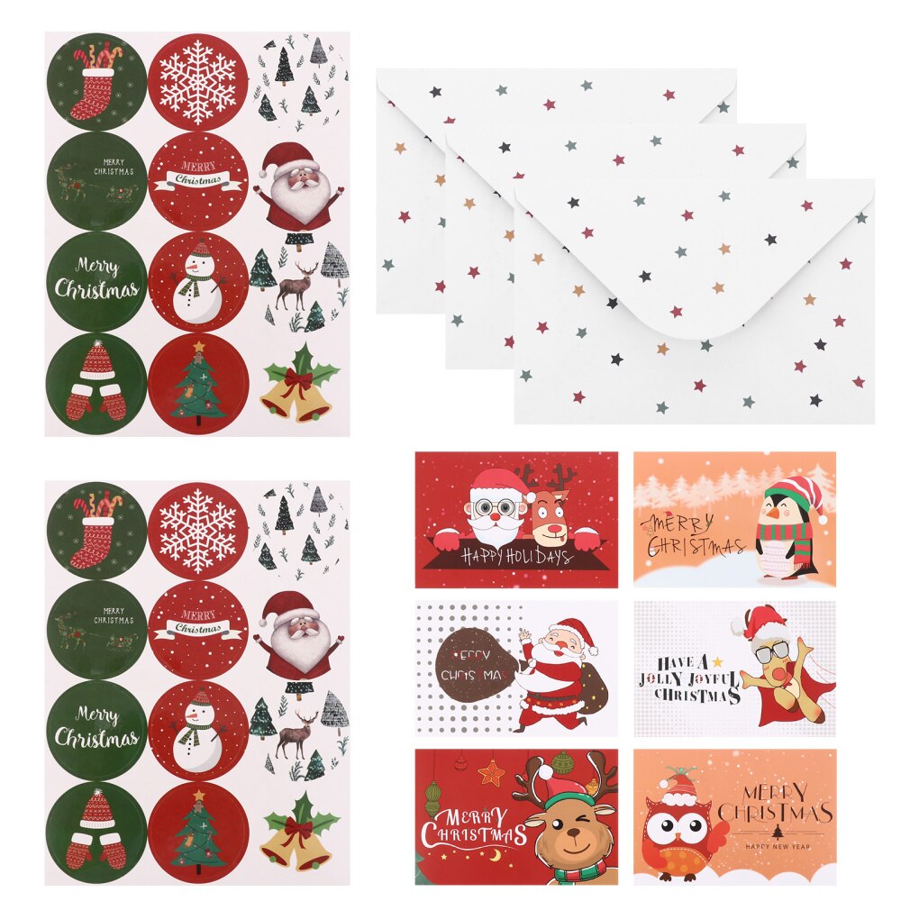 24 impostato biglietti d'auguri di natale pratici biglietti di benedizione creativi festivi forniture di natale carte di benedizione dei cartoni animati per la casa: Default Title