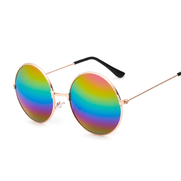 Retro Round Pink Sunglasses Women Brand Sun Glasses For Male Alloy Mirror Female Oculos De Sol Black: Multicolored