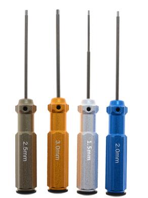 Herramientas RC, juego de destornilladores hexagonales de 4 Uds., chapado en titanio endurecido, destornillador de 1,5 2,0 2,5 3,0mm para helicóptero RC, barco, juguetes para coches: Gris claro