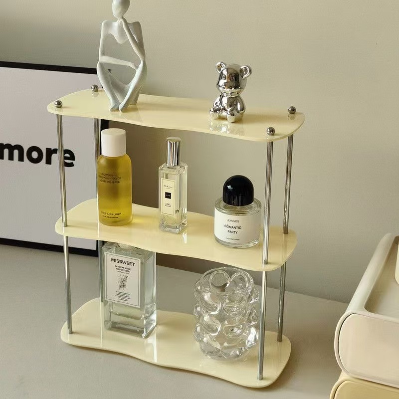 Rack de armazenamento de mesa acrílico de 3 camadas, suporte de exibição de copos de perfume e água, armazenamento de cosméticos, organizador de moldura de exibição de joias: Azul