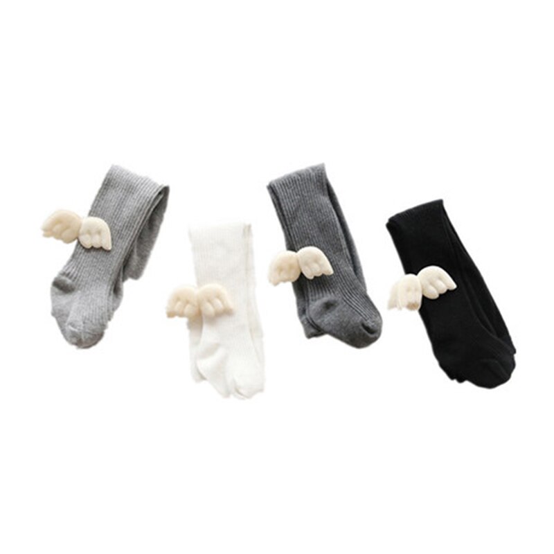 lioraitiin 1-8Years Kid Baby Girls Tights Angel Wings Solid Color Cable Knit Leggings Soft Cotton Pantyhose
