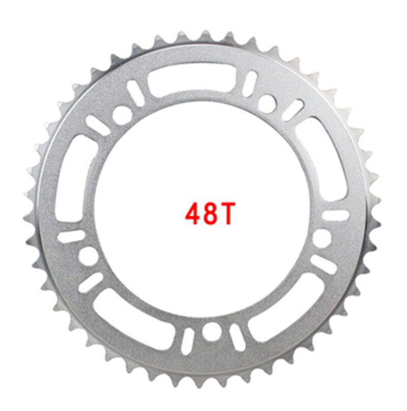Fixed Gear Bicycle Chainring Single Speed Bike 130 BCD Chain Wheel Fixie 44T 46T 48T 1/2X1/8&quot; Crankset Plate BIke Spare Parts: 48T Silver