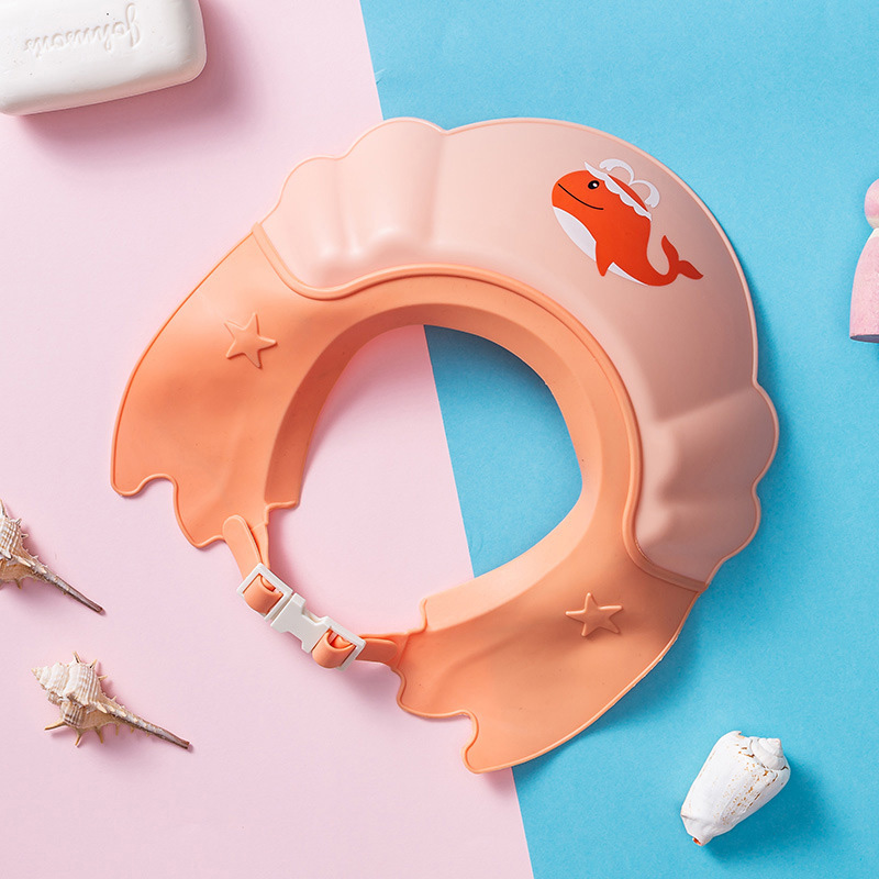 Gorro de champú para bebé, gorro de ducha ajustable para recién nacidos, protección para los oídos, Visor de baño para niños, cubierta para la cabeza, bonito escudo: Style 2 pink