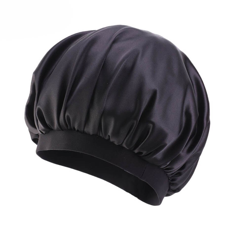 Unisex Adults Satin Nightcap Wide-brimmed Single Color Men Women Sleeping Cap for Spring Autumn Winter