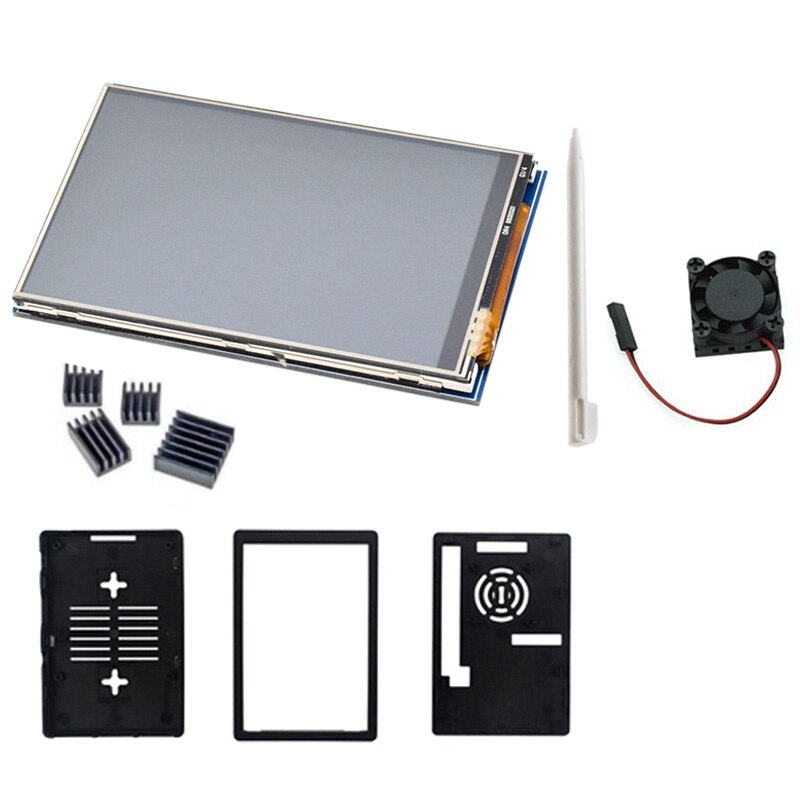 for Raspberry Pi 4B 3B 3B+ Press Screen 3.5 Inch Lcd Display+Touch Pen+Abs Case+ Cooling Fan for Raspberry Pi 4B