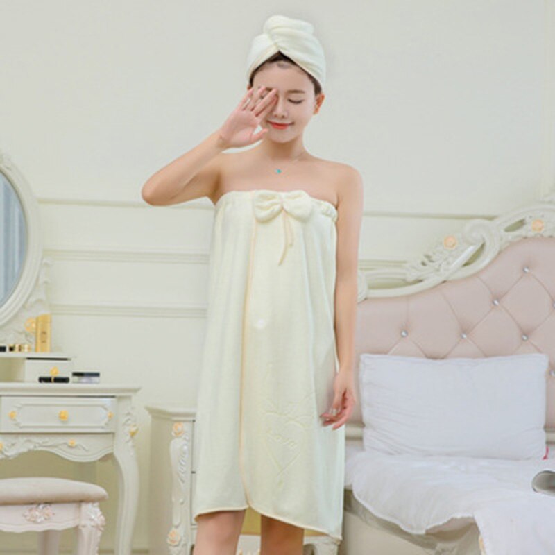 Women Bath Skirt Shower Cap Set Soft Bowknot Quick... – Grandado