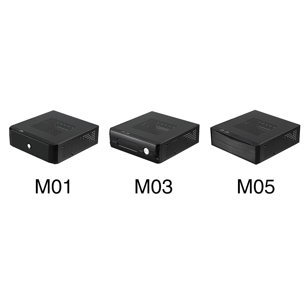 Boîtier HTPC pour ordinateur de bureau 2.0 USB, boîtier pour ordinateur de jeu, Horizontal, maison, châssis en métal, alimentation avec trou de radiateur, Mini ITX