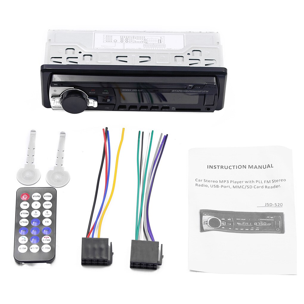 Bluetooth Car Stereo Audio In-Dash Aux Input Receiver Automotive SD USB MP3 Radio Media Player: Short Type