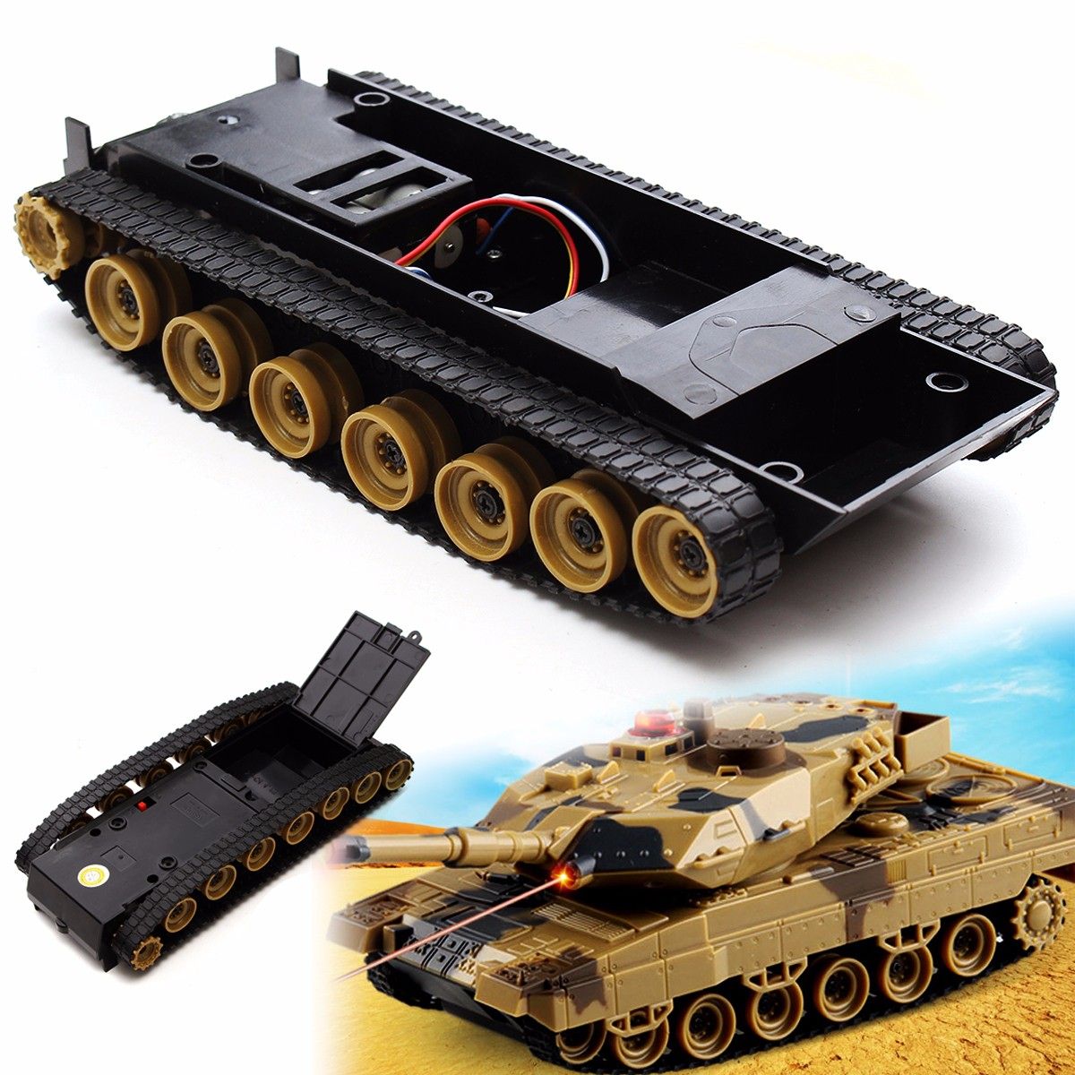 3V ~ 7.4V Rc Tank Intelligente Robot Tank Chassis Kit Arduino Scm Rubber Track Kit