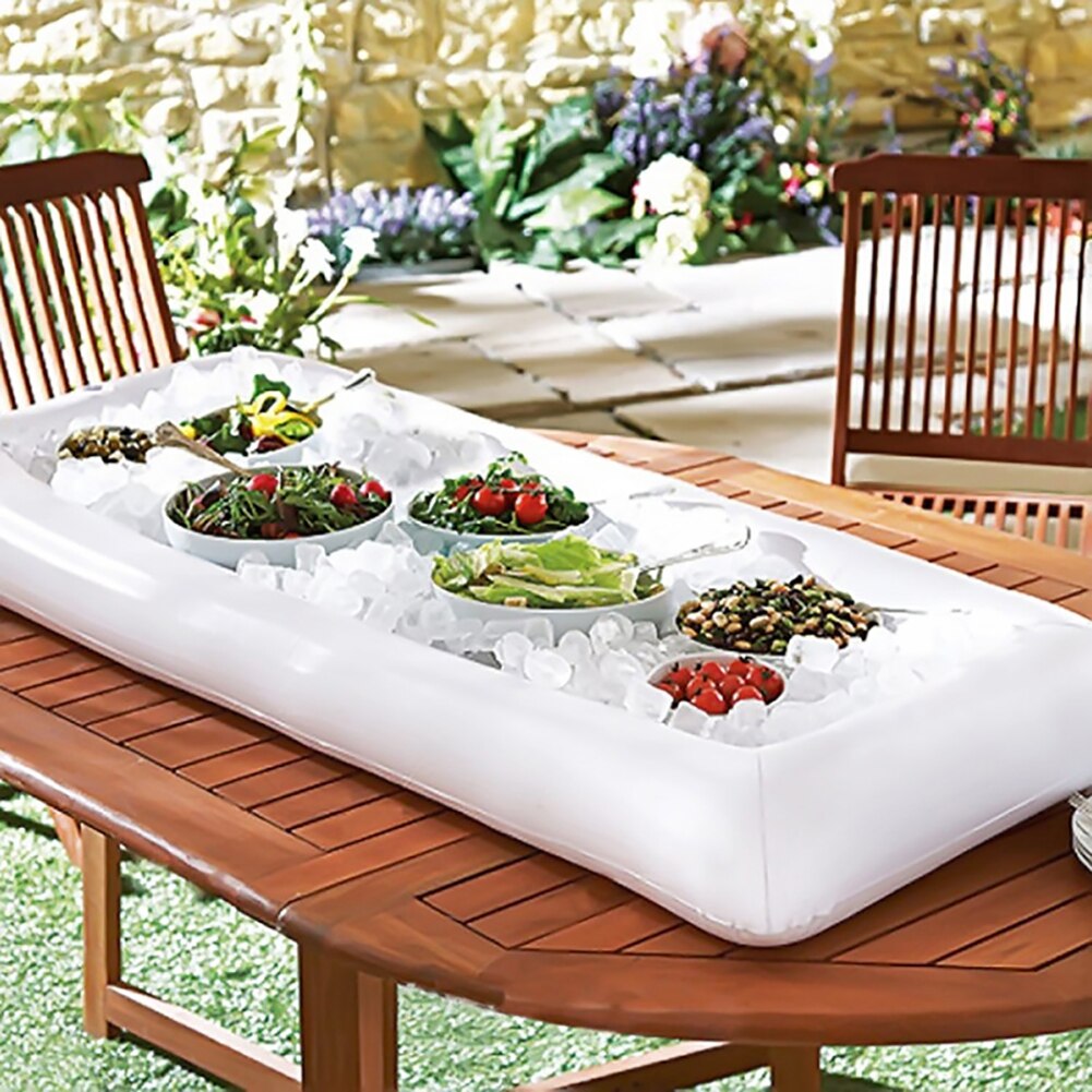 Flotador de piscina inflable para mesa de cerveza, colchón, cubo de hielo, bandeja para Bar de ensalada, soporte para bebidas y alimentos, aire para de agua de verano