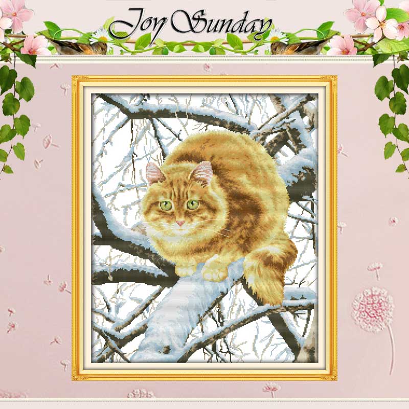 The Fat Cat on the Tree Counted Cross Stitch Handmade 11CT 14CT Cross Stitch Sets animals Cross-stitch Kit Embroidery Needlework