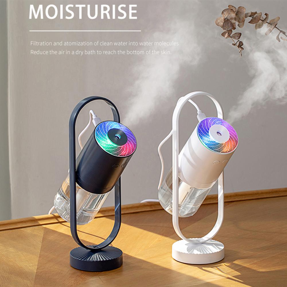 200Ml Usb Luchtbevochtiger Led Rotary Light Ultrasone Essentiële Olie Mist Diffuser Projectie Lamp Draagbare Usb Oplaadbare Fan