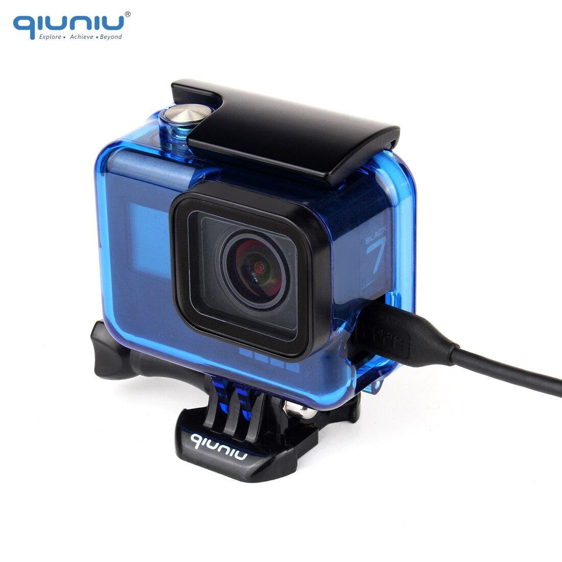 Qiuniu voor gopro hero 7/6/5 zwarte beschermende skeletbehuizing, zijwaartse open behuizing voor gopro 5 6 7 zwarte behuizing accessoires