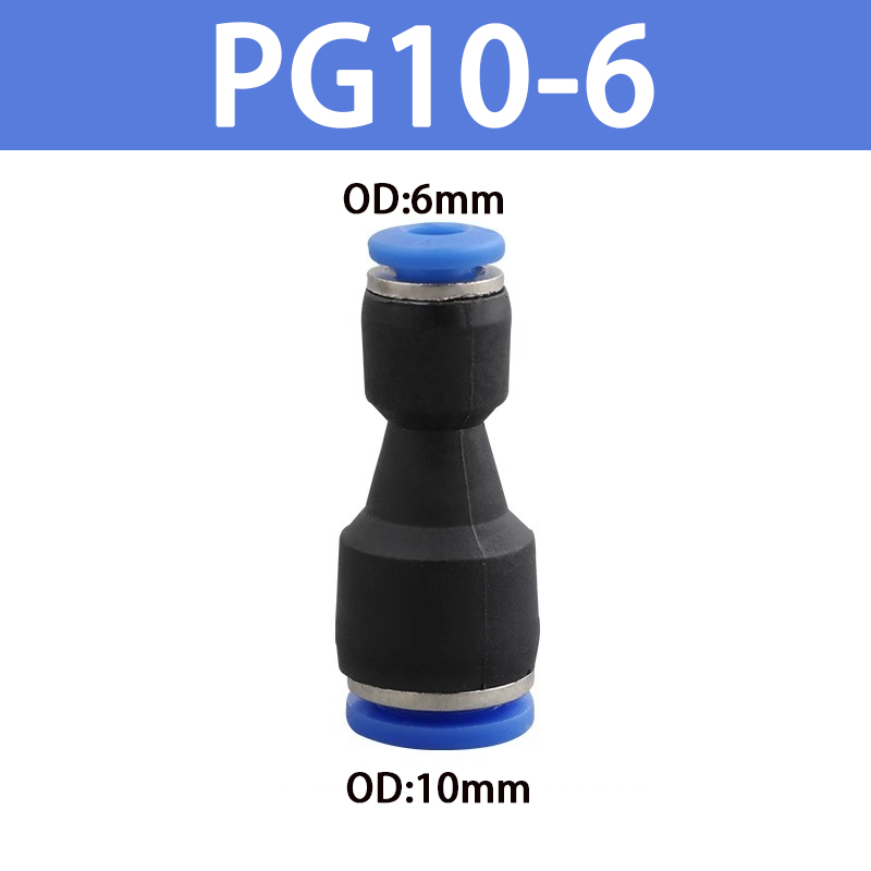 Manguera neumática de empuje tipo táctil, neumática, serie PG, 10mm, 8mm, 6mm, 12mm, 4mm, para acoplamientos rápidos neumáticos, PG6-4 PG6-8 PG6-10: Negro / 1-1 / 2 pulgadas