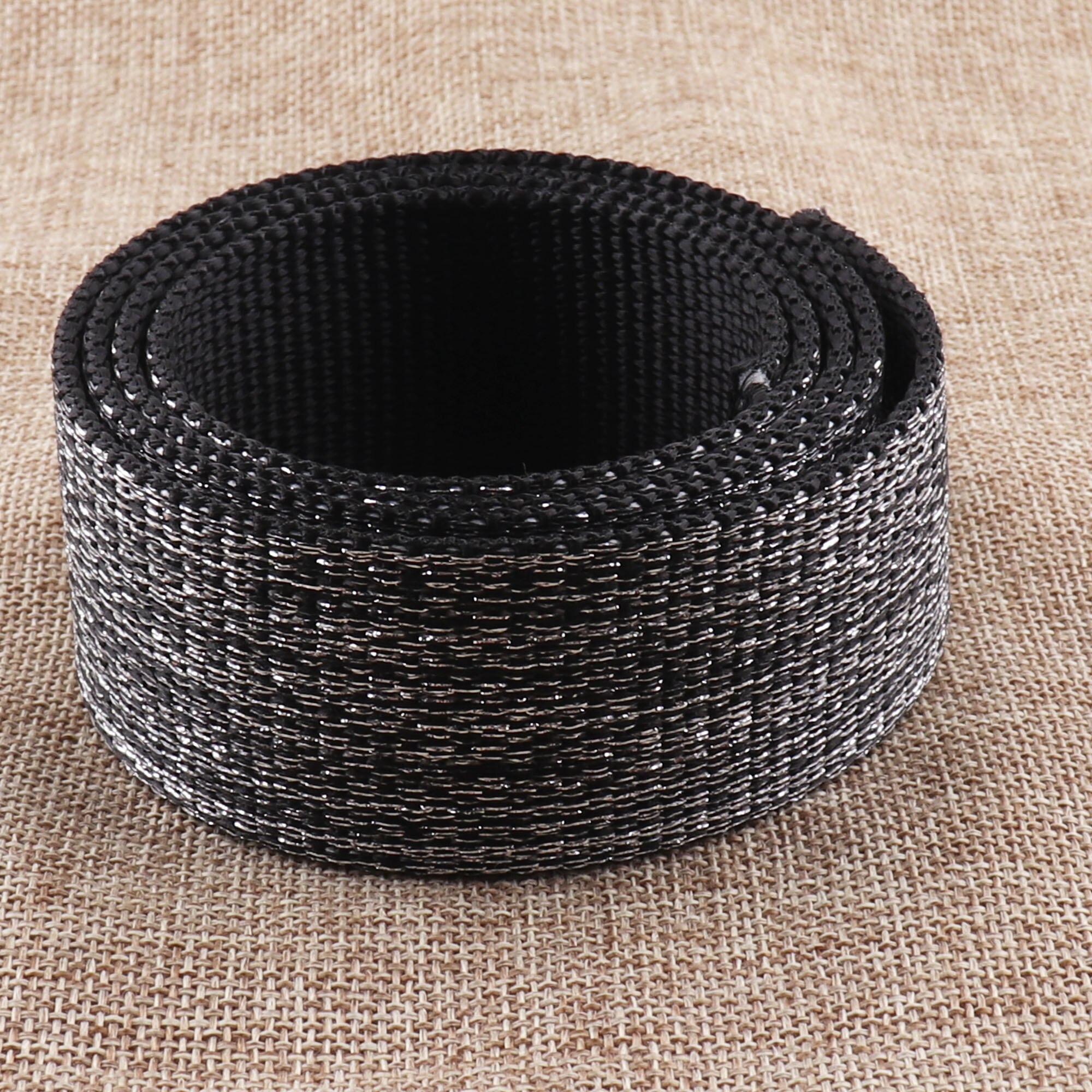 Cincha de algodón negro, 1 cinta de hilo de plata de 1/2 "(38mm), monedero de bolsa de peso pesado, correas de bolso Totes cinturones Correa bolso ASA