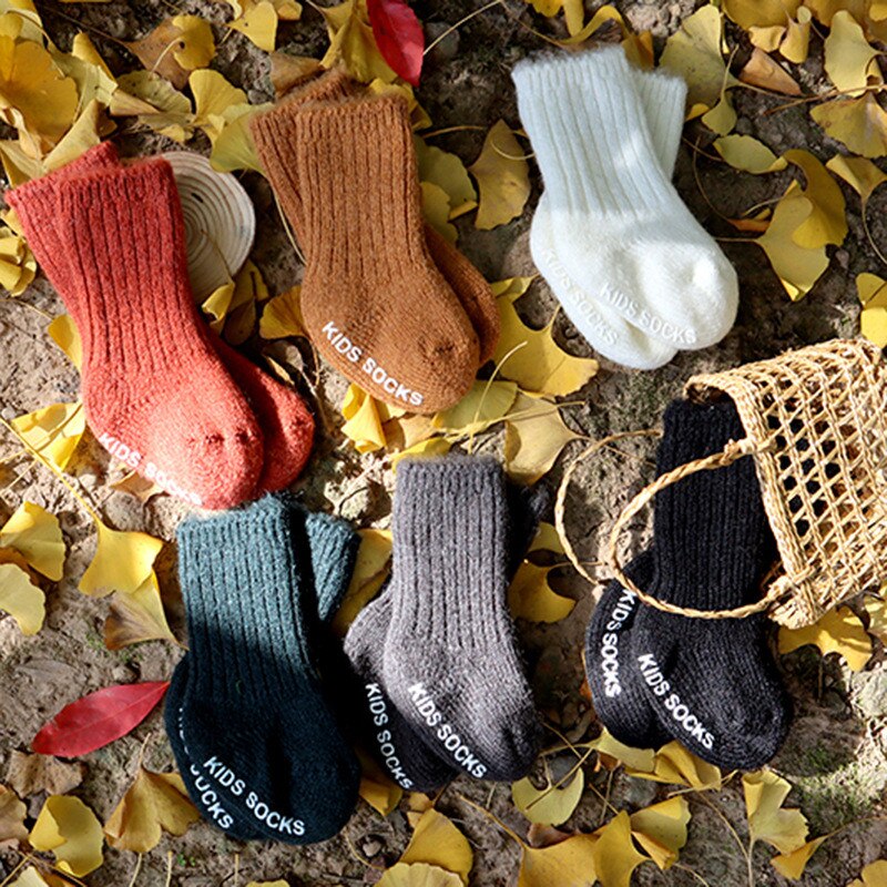 Plus Fluwelen Warme Sokken Kinderen Peuter Meisjes Sokjes Voor Kinderen Anti-Slip Vloer Sokken Jongens Sport Sokken Kerst baby Sokken