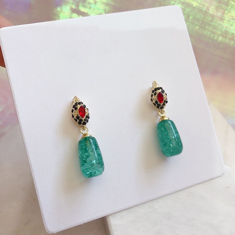 coréen TV Star rétro vert eau gouttes boucles d'oreilles pour femmes filles nouvelle boucles d'oreilles Oorbellen fête bijoux
