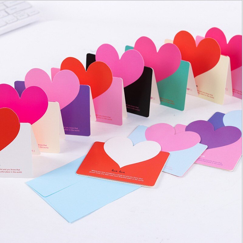 100pcs/pack Big love color card greeting card Valentine's day wedding invitation card heart cardchrismas