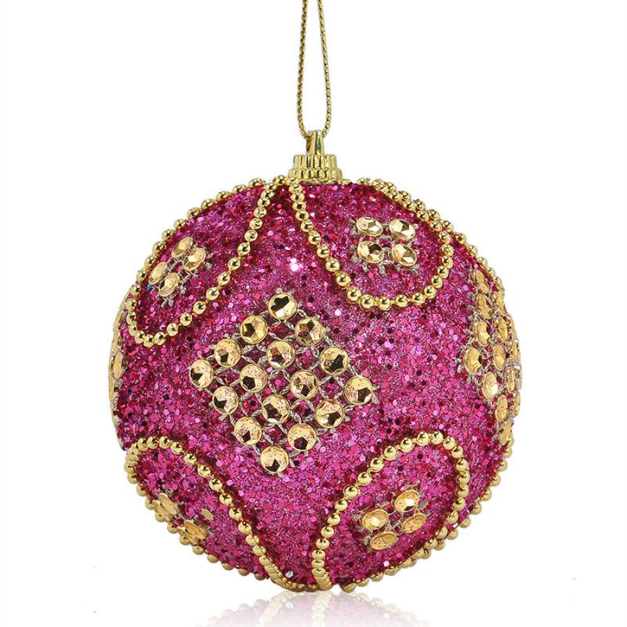 1pc farverige rhinsten glitter julekugler ornament hængende kugler dekoration til julefest juletræ dekoration: F diameter 8cm
