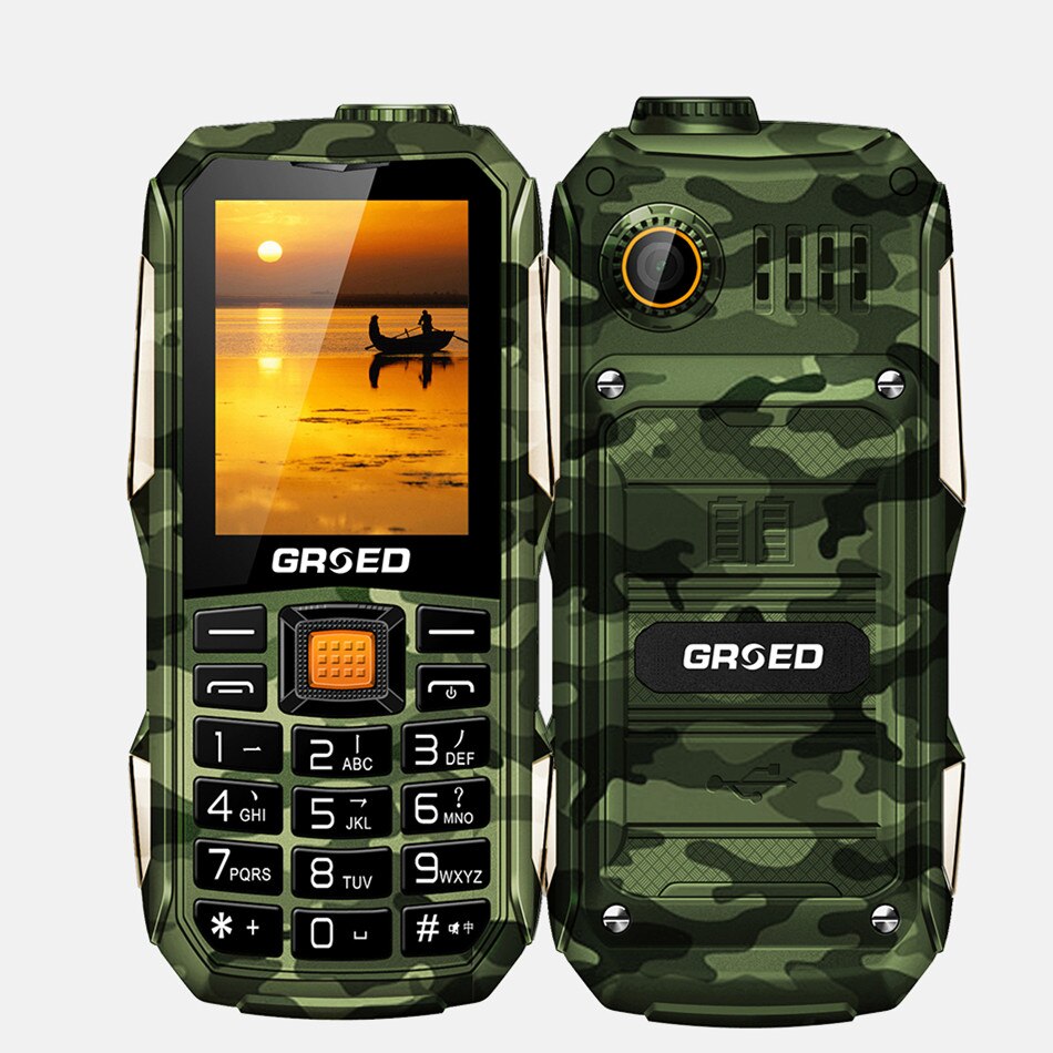 Russian Unlocked , Arabic Spanish 6800mAh Dual SIM Card Tachograph power bank Rugged shockproof mobile phone P295: N Rugged  Bag / Camo Green