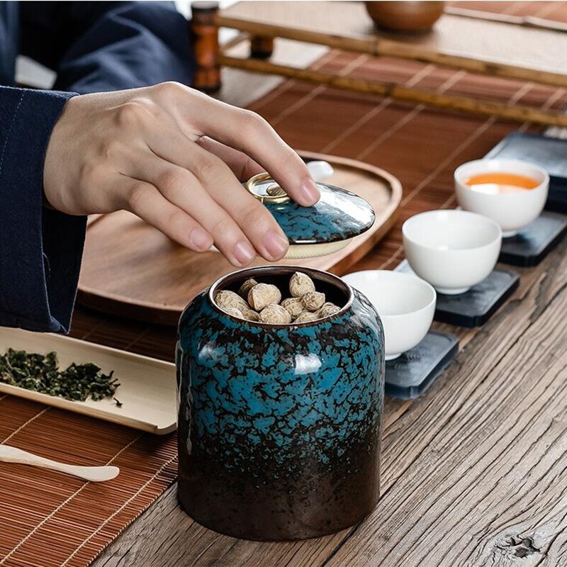 Large Tea Box Ceramic Crafts Tea Tanks Can Canister Collection Storage Container Tea Caddy Teaware Accessories Home Decor