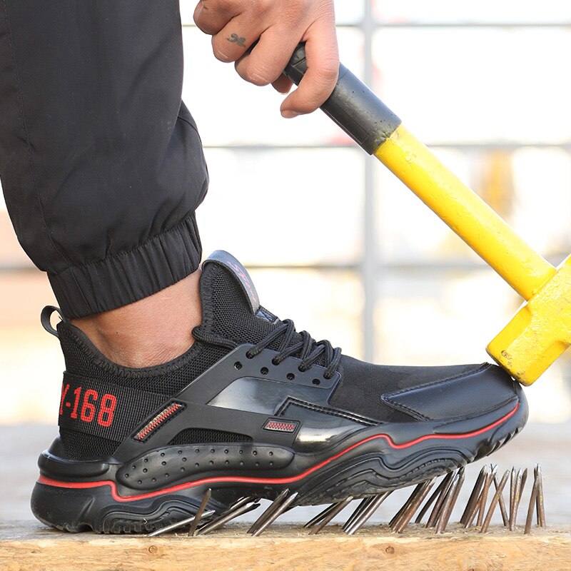 Zapatos de seguridad transpirables para hombre, botas de trabajo indestructibles, con punta de acero, a prueba de perforaciones