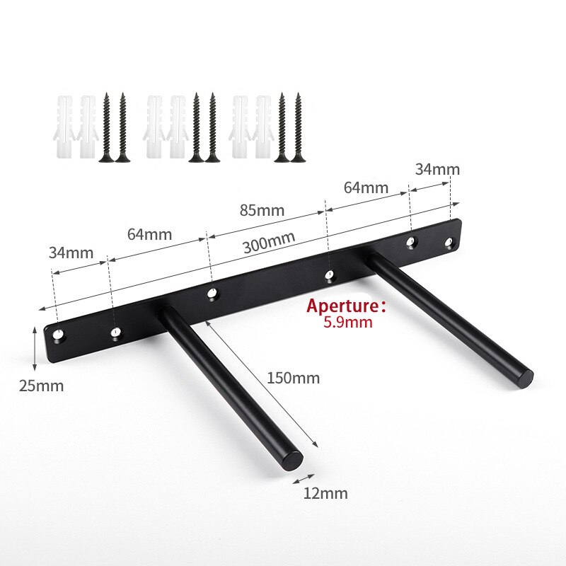 Heavy Duty Floating Shelf Bracket Blind Shelf Support Durable Solid Steel Hidden Brackets With Screws Wall Plugs: 1