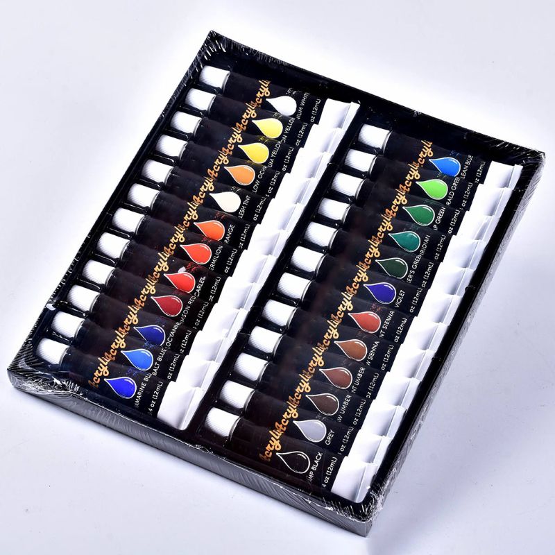 12ml 24 Colors Acrylic Paint Set Draw Painting Pigment Water Resistant Paint Drawing Tools For Kids DIY C26