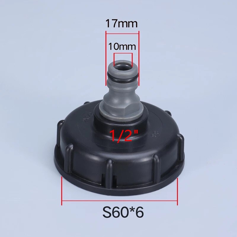 1/2 tuuman  s60 x 6 kierre muovinen ibc säiliöhana 15mm adapteri puutarhaletkuliitäntä kytkinventtiilillä vesisäiliön liittimet: 3