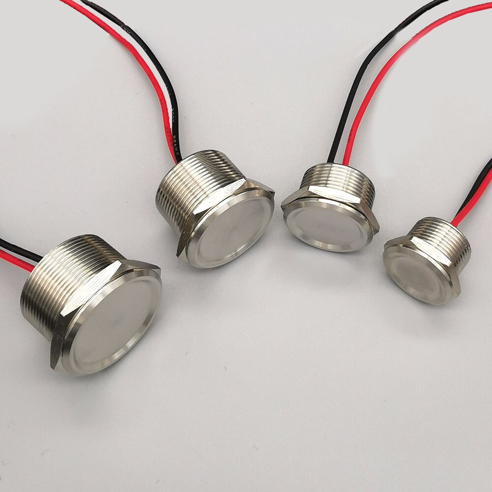 Interruttori tattili piezoelettrici impermeabili in acciaio inossidabile 16mm 19mm 22mm 25mm pulsante momentaneo capacitivo aperto normale