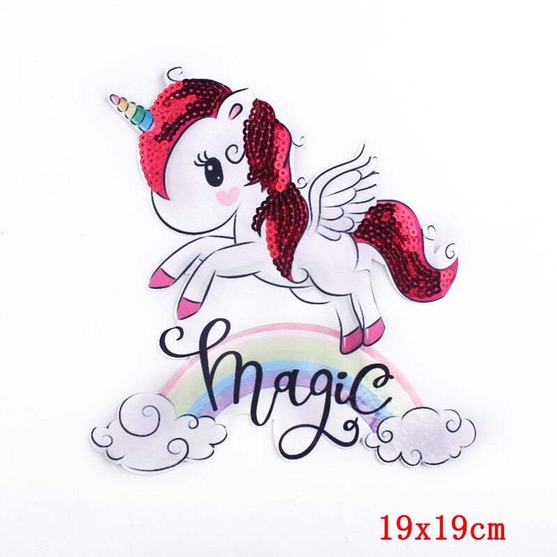 Beautiful Sequins Animals Unicorn Patch For Clothes Iron On Embroidered Patches For Clothes Appliques Stickers T-shirt Jacket
