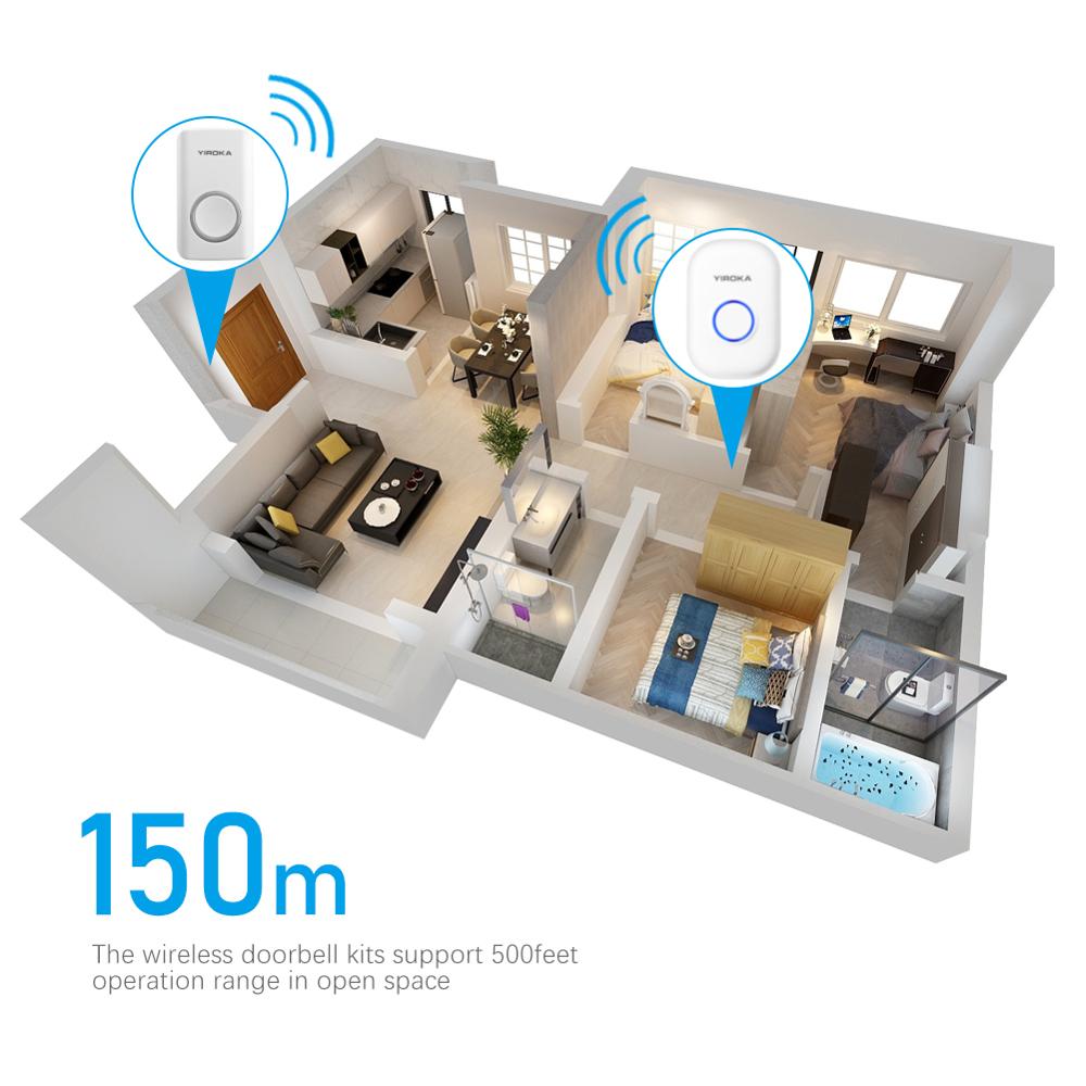 Campanello senza fili di autoalimentazione pulsante cinetico campanello per porta 58 melodie indicatore LED campanello per porta Kit Wireless ricevitore trasmettitore set