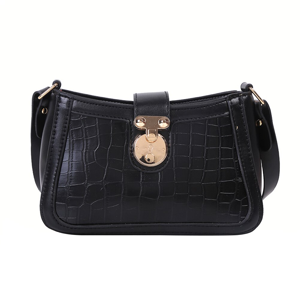 Lederen Crossbody Messenger Handtassen Vrouwen Pure Kleur Casual Hobo Schoudertassen Jeugd Dames Kleine Vierkante Tas: Black