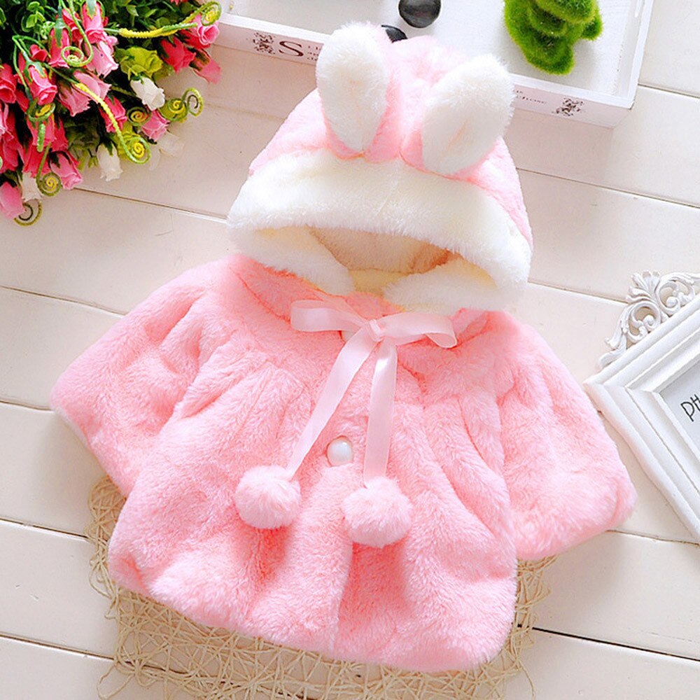Infantile Del Bambino Appena Nato Della Ragazza Del Cappotto Del Coniglio Del Cappotto Del Bambino Della Ragazza Dei Bambini Giacca Con Cappuccio Del Cappotto Del Bambino Bambini Giacca di Cotone Cappotto di Inverno 9.9