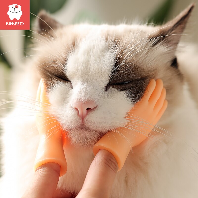 KIMPETS-guantes de masaje para gatos, productos para mascotas, pequeños dedos, cabeza de masaje, juguetes para gatos, pequeñas manos, para peine de gato