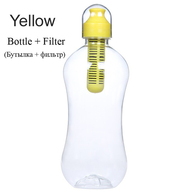 filtro de hidratación al aire libre de 18,5 onzas, botella de filtro de carbón activado para bicicleta: Yellow
