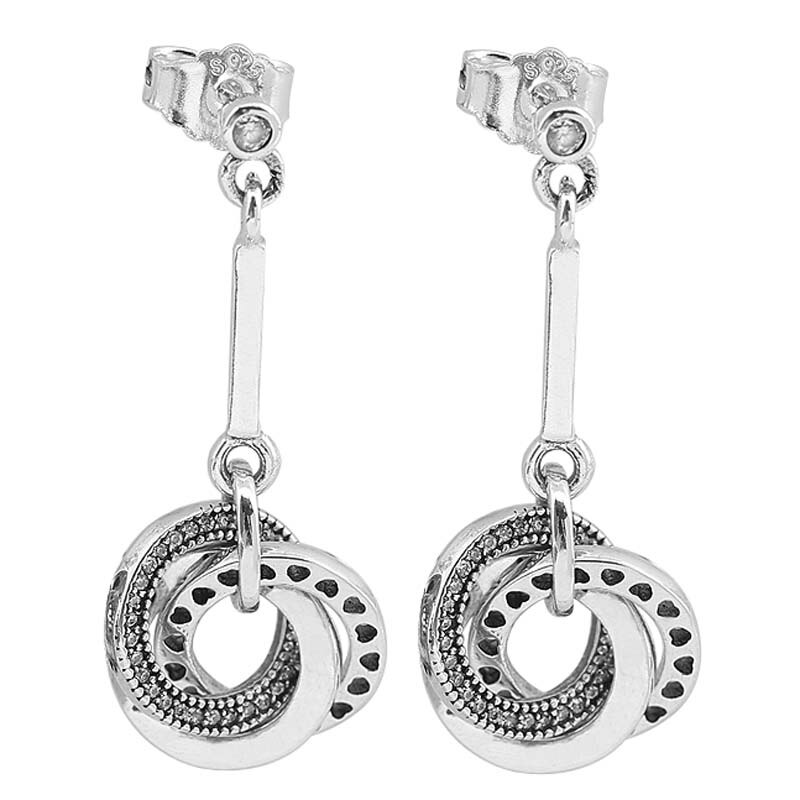 925 Sterling Silver Earring Knotted Hearts Symbol Of Love Radiant Hearts Round Circle Earring For Women Fine Jewelry: 2