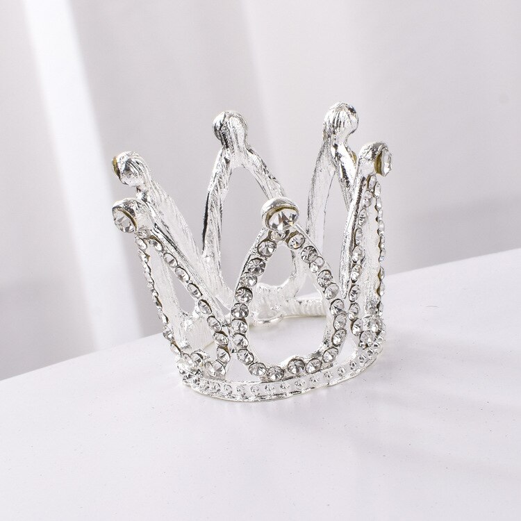 Mini Crown Cake Topper Metalen Parel Gelukkige Verjaardag Cake Toppers Wedding & Engagement Cake Decor Sweet 16 Party Decoraties: 3.5X4CM SL1