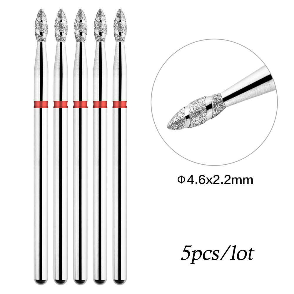 5 unids/lote brocas de diamante para uñas Tornado llama cutícula broca Pro brocas de archivo eléctrico ruso para manicura y pedicura de uñas 3/32'': Azul oscuro