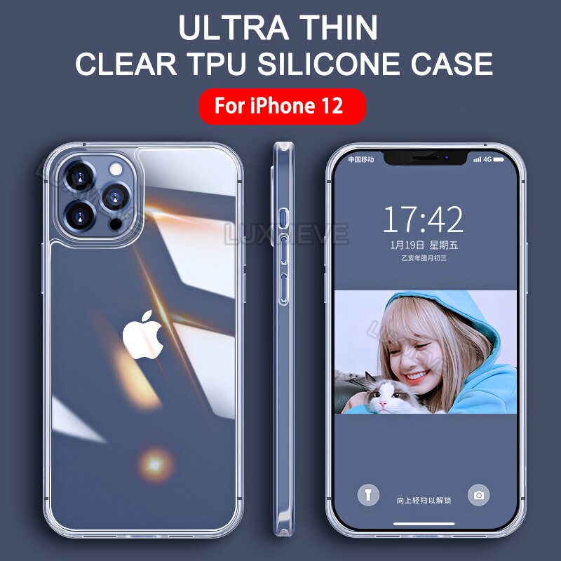 Ultra Thin Clear Silicone Case For iPhone 12 11 Pro XS Max X XR Soft TPU Cover For iPhone 7 8 6 6s Plus 12 Mini SE XS Case