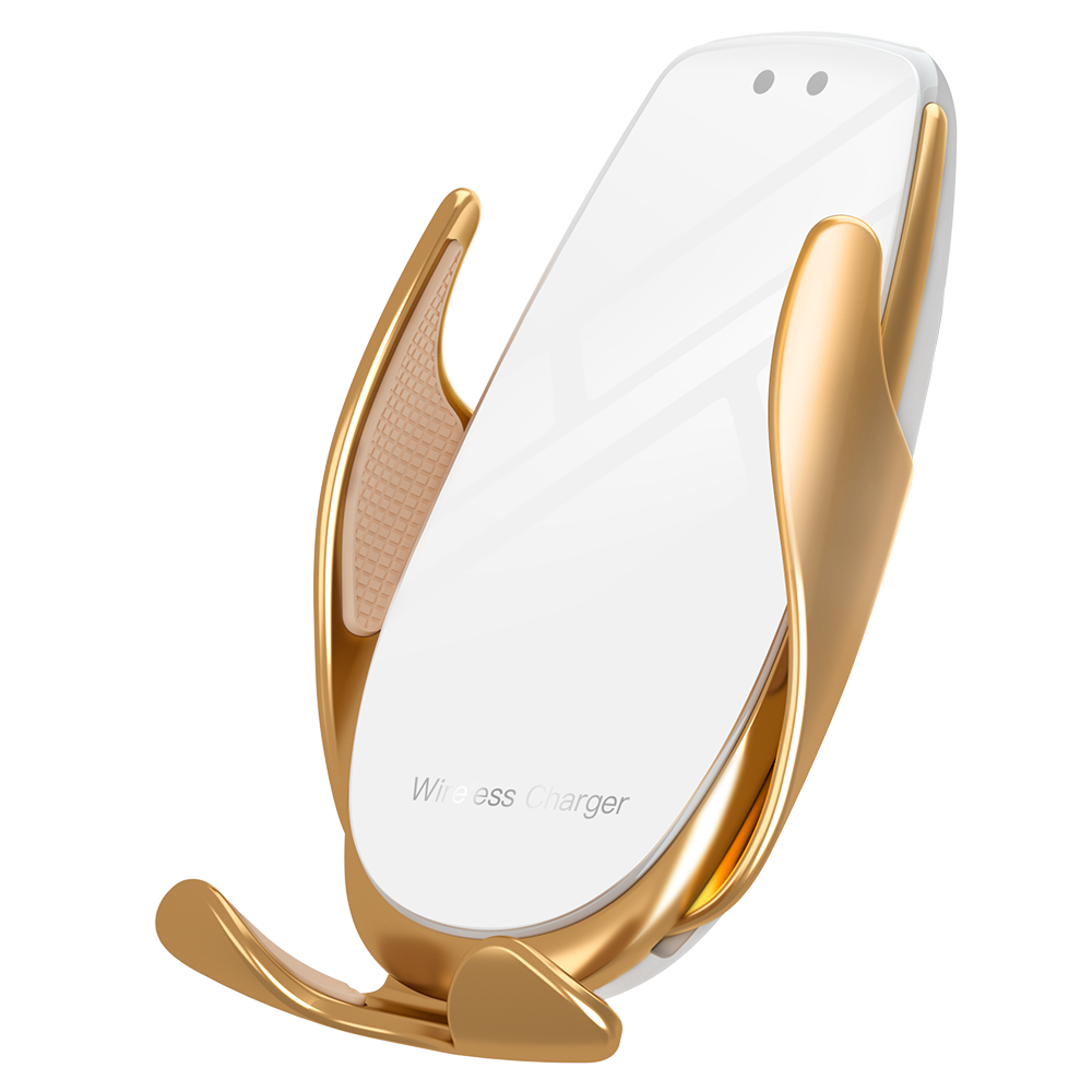 Wireless Car Charger Clip Auto Telefoon Houder Auto-Sensing 15W Snelle Opladen Draadloze Oplader Luchtuitlaat Auto Telefoon houder: Gold
