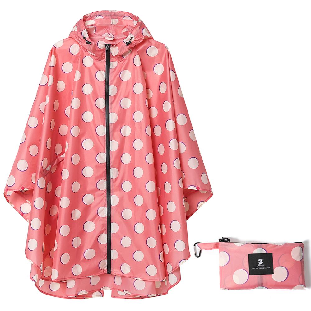 Hupullinen sadetakki poncho vedenpitävä aikuisille miehille naisille taskuilla: Vaalea pinkki