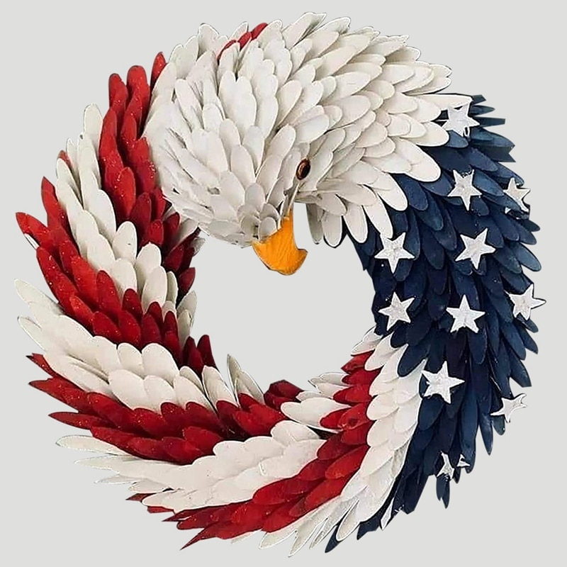 15Inch American Eagle Krans Patriottische Krans Diy Eagle Garland Voor Voordeur Decoratie