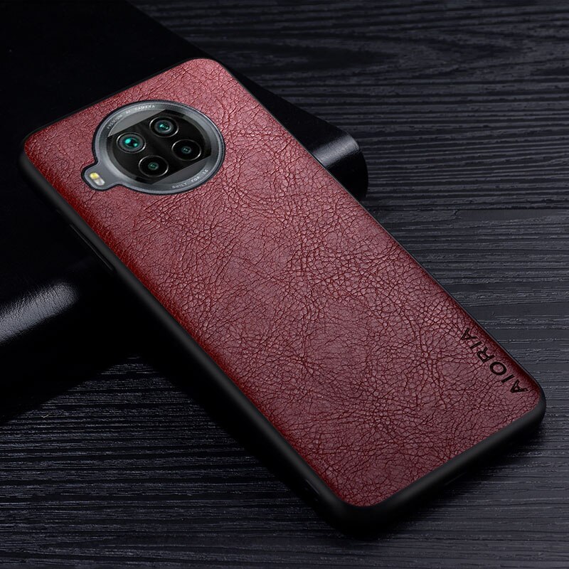 Leder Fall Für Xiaomi Mi 10T Lite Pro Premium Business Stil Retro Litchi Muster PU Zurück Abdeckung für mi 10t Pro lite telefon fall: Silizium / Kaffee